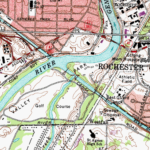 Topographic Map of Red Creek, NY