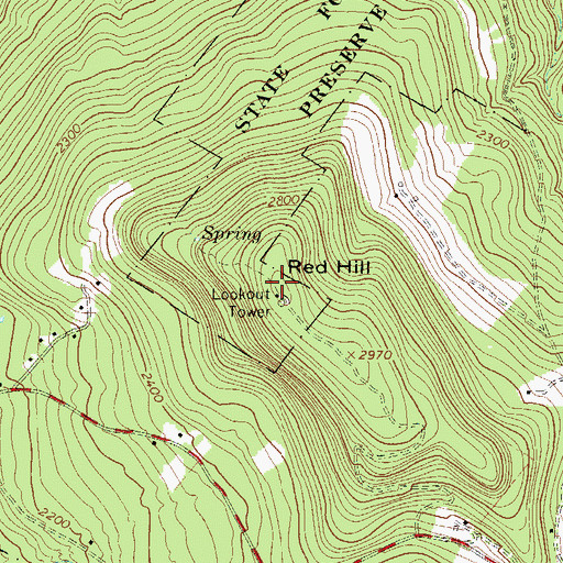 Topographic Map of Red Hill, NY