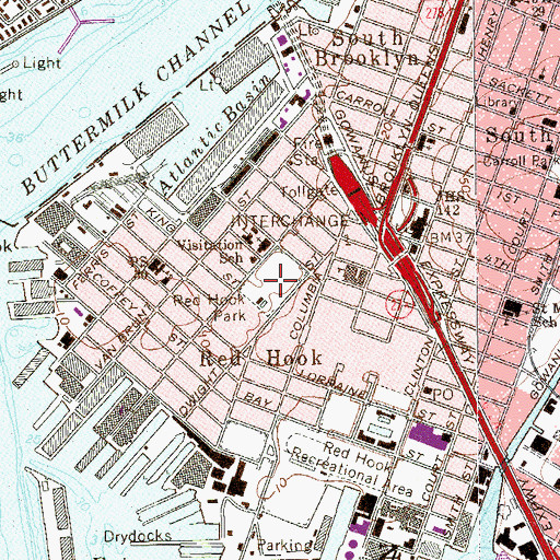 Topographic Map of Red Hook Park, NY