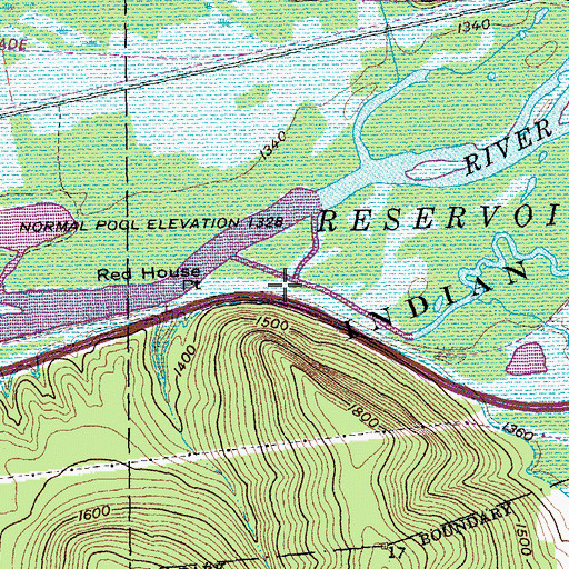 Topographic Map of Red House Brook, NY