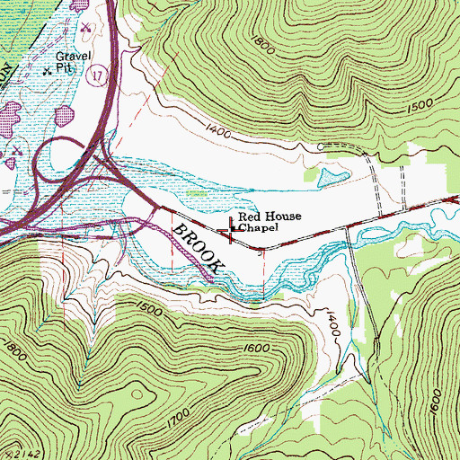 Topographic Map of Red House Chapel, NY