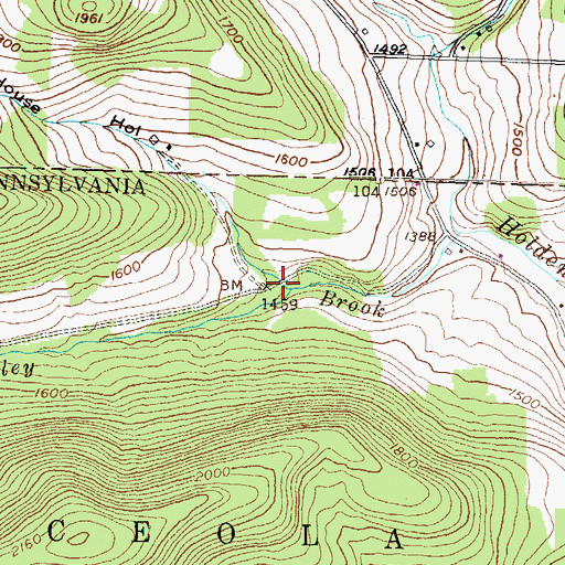 Topographic Map of Red House Hollow, PA
