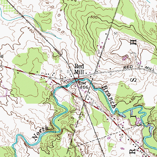 Topographic Map of Red Mill, NY