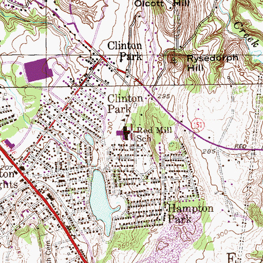Topographic Map of Red Mill School, NY