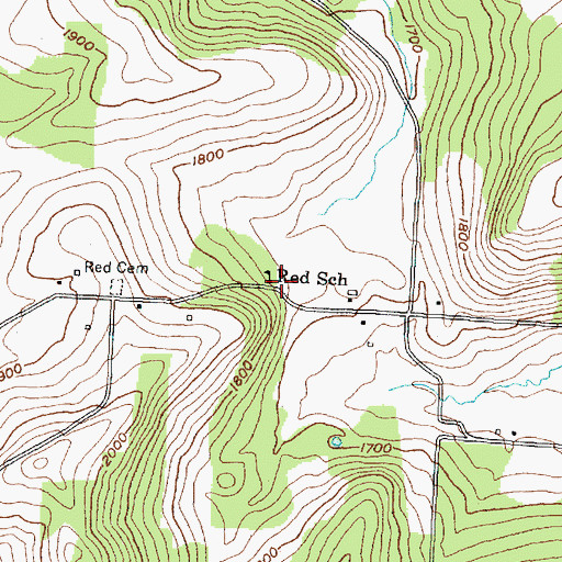 Topographic Map of Red School (historical), NY