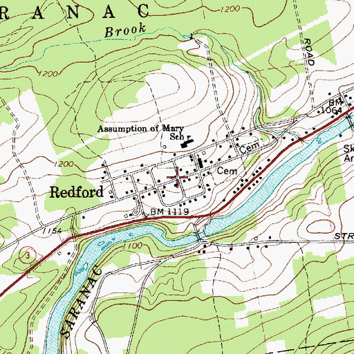Topographic Map of Redford, NY