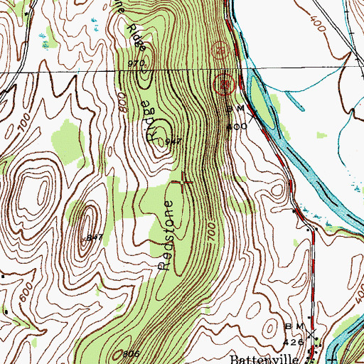 Topographic Map of Redstone Ridge, NY