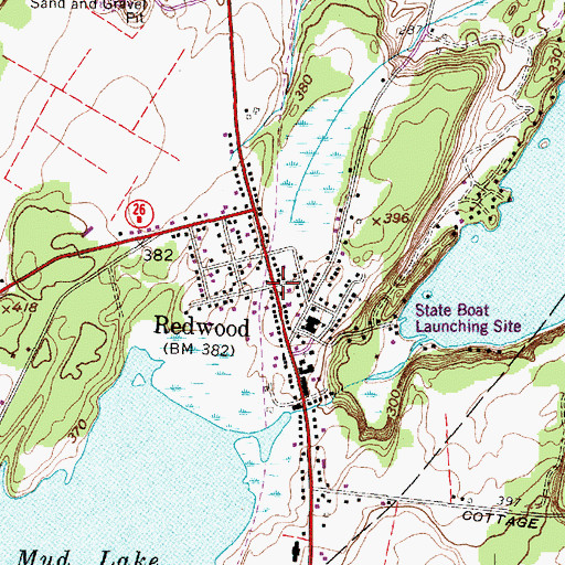 Topographic Map of Redwood, NY
