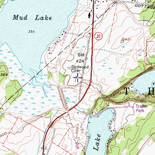 Topographic Map of Redwood Cemetery, NY