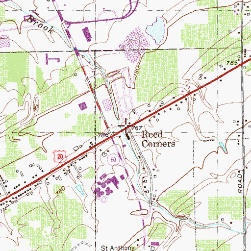 Topographic Map of Reed Corners, NY