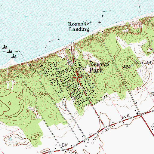 Topographic Map of Reeves Park, NY