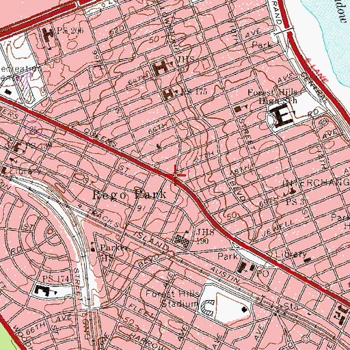 Topographic Map of Rego Park, NY
