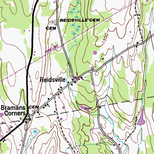 Topographic Map of Reidsville, NY