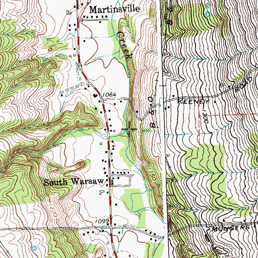 Topographic Map of Relyea Creek, NY
