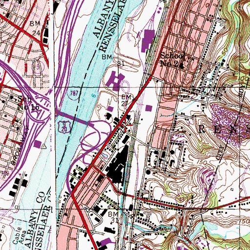 Topographic Map of Rensselaer, NY