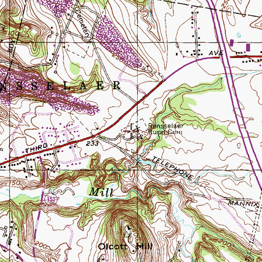 Topographic Map of New Rural Cemetery, NY