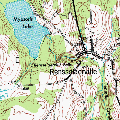 Topographic Map of Rensselaerville Falls, NY