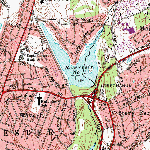 Topographic Map of Reservoir Number One, NY