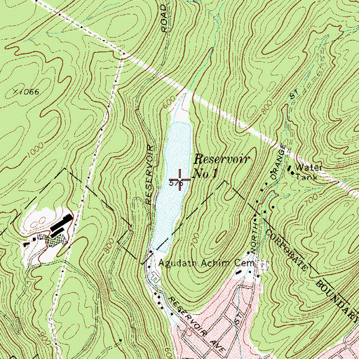 Topographic Map of Reservoir Number One, NY