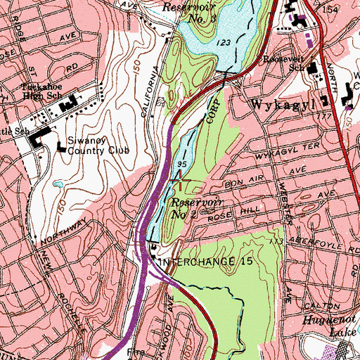 Topographic Map of Reservoir Number Two, NY