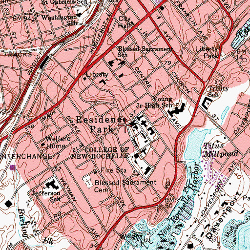 Topographic Map of Residence Park, NY