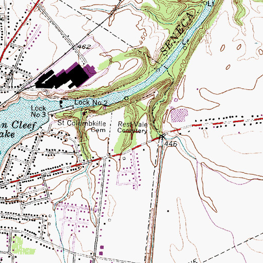 Topographic Map of Rest Vale Cemetery, NY