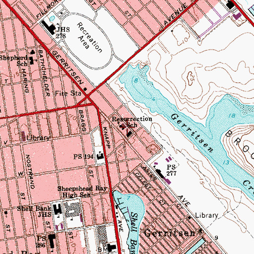 Topographic Map of Resurrection School, NY