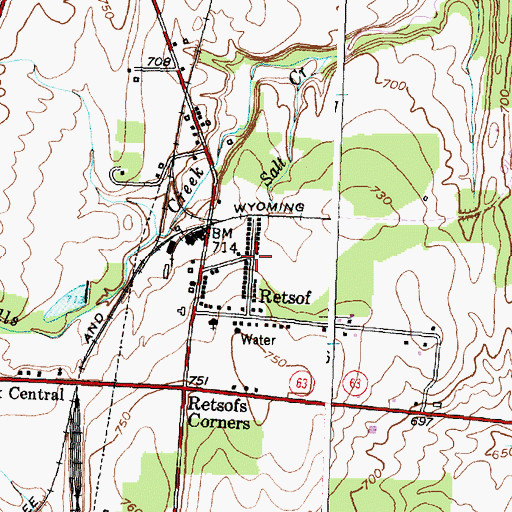 Topographic Map of Retsof, NY
