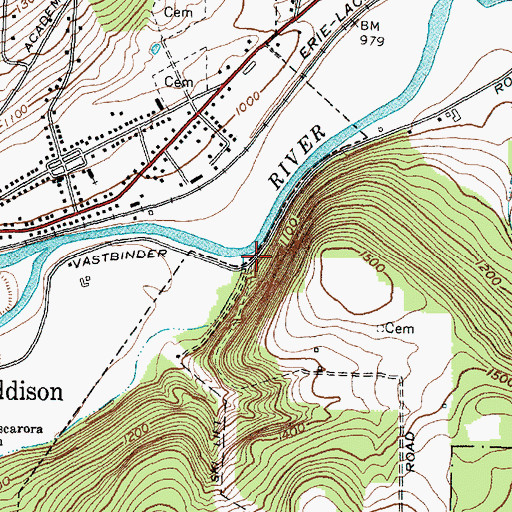 Topographic Map of Reuben Brook, NY