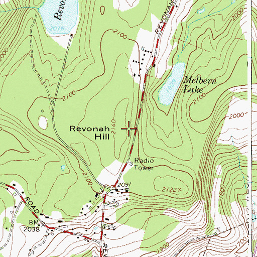 Topographic Map of Revonah Hill, NY