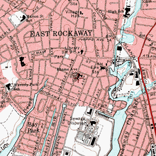 Topographic Map of Rhame Avenue Elementary School, NY