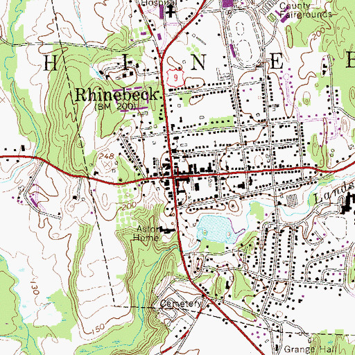 Topographic Map of Rhinebeck, NY
