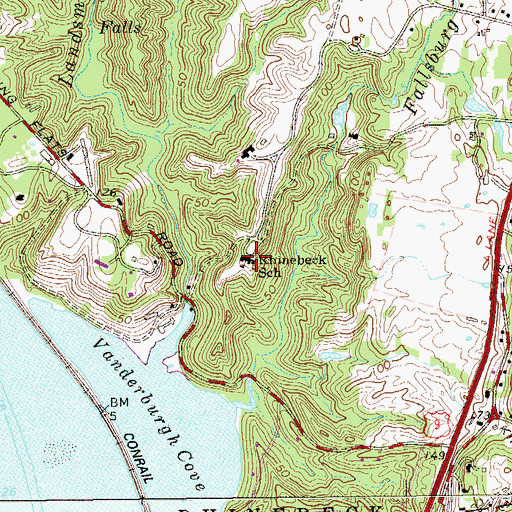 Topographic Map of Rhinebeck School, NY