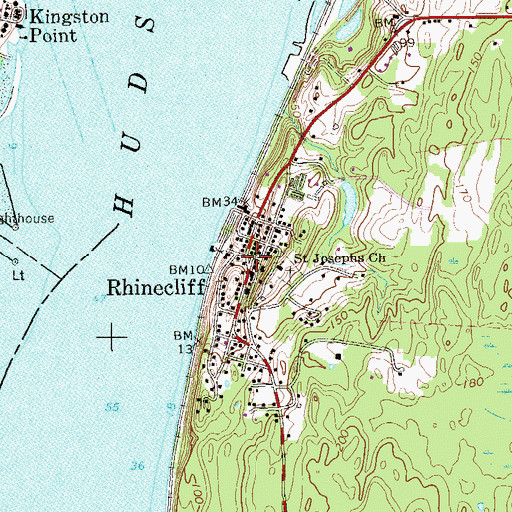 Topographic Map of Rhinecliff, NY