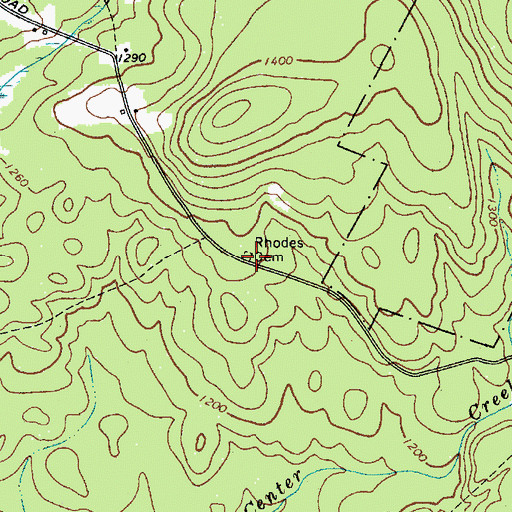 Topographic Map of Rhodes Cemetery, NY