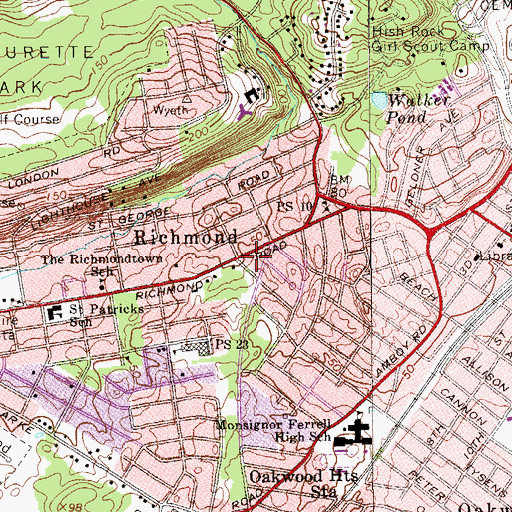 Topographic Map of Richmond, NY