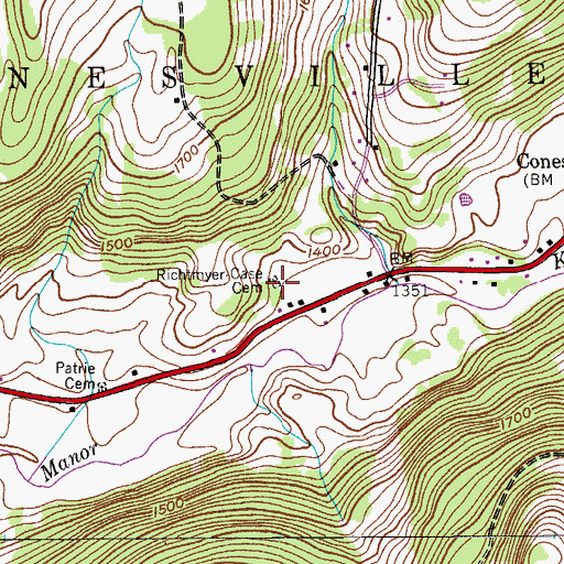 Topographic Map of Richtmyer Case Cemetery, NY