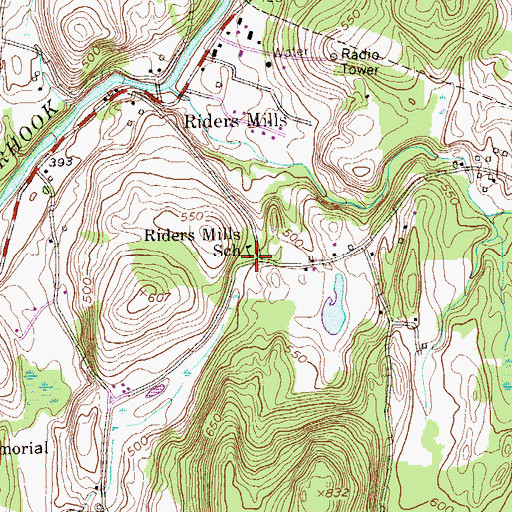 Topographic Map of Riders Mills School, NY