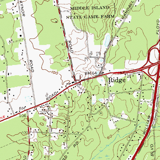 Topographic Map of Ridge, NY