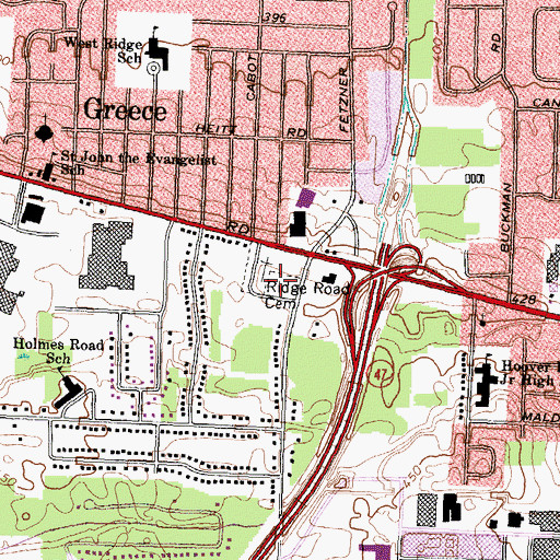 Topographic Map of Falls Cemetery, NY