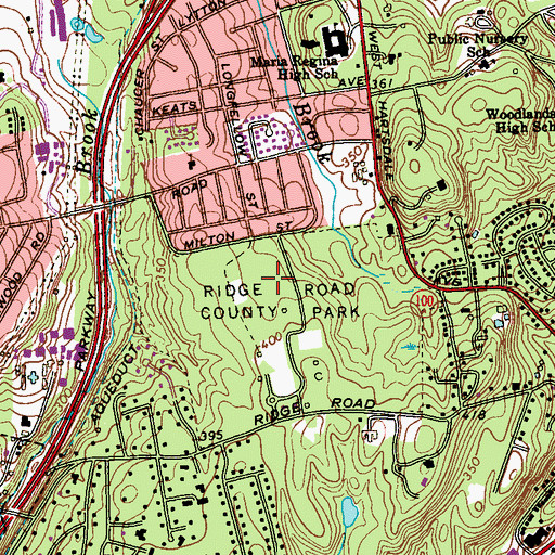 Topographic Map of Ridge Road County Park, NY