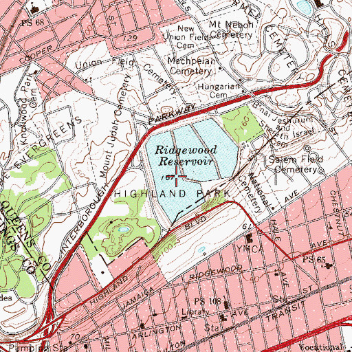 Topographic Map of Ridgewood Reservoir, NY