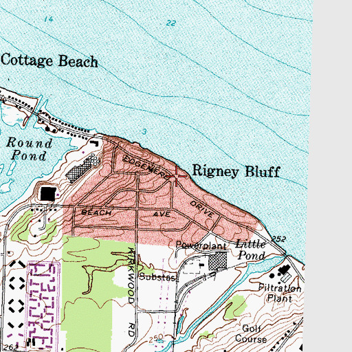 Topographic Map of Rigney Bluff, NY