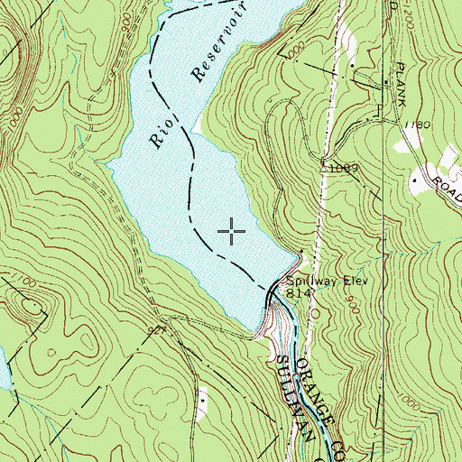 Topographic Map of Rio Reservoir, NY