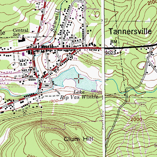 Topographic Map of Lake Rip Van Winkle, NY