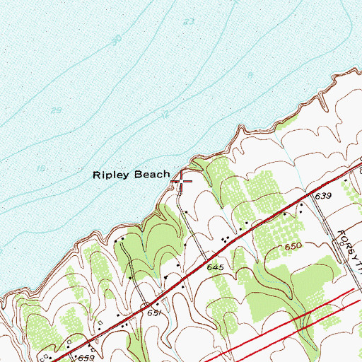 Topographic Map of Ripley Beach, NY