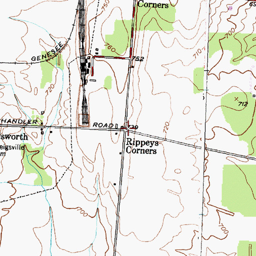 Topographic Map of Rippeys Corners, NY