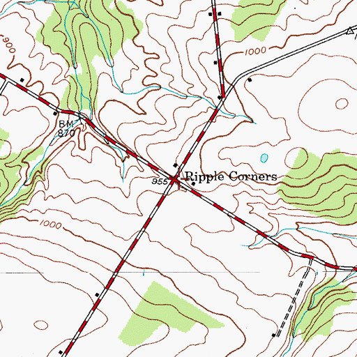 Topographic Map of Ripple Corners, NY