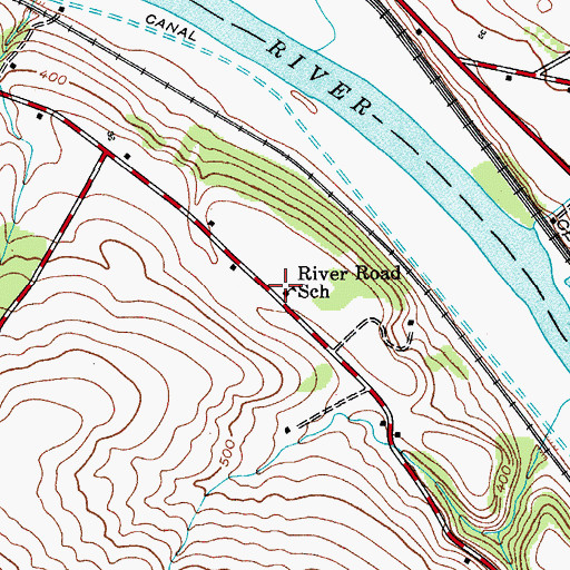 Topographic Map of River Road School, NY