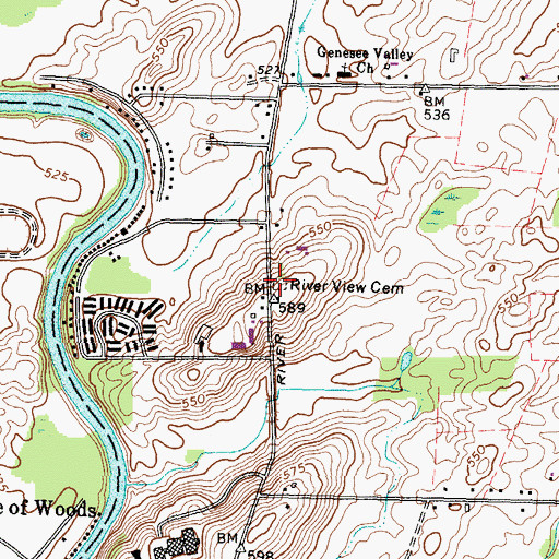 Topographic Map of River View Cemetery, NY